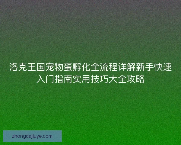 洛克王国宠物蛋孵化全流程详解新手快速入门指南实用技巧大全攻略